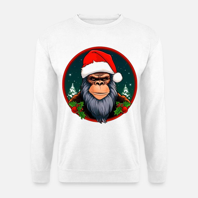 Affen Weihnachten / Weihnachtsmann Affe - Unisex Pullover - Weiß