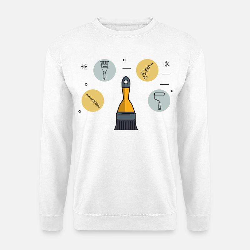 Mittelbürste und DIY-Malwerkzeuge - Unisex Pullover - Weiß
