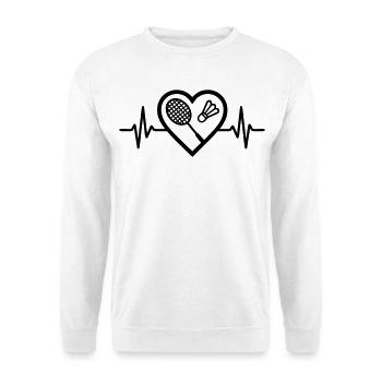 Herz + Badminton – Badminton Leidenschaft - Unisex Pullover - Weiß - Vorne