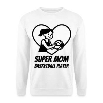 Super Mama Basketballerin – Herz Design - Unisex Pullover - Weiß - Vorne