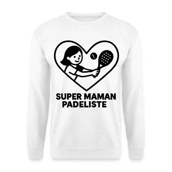 Super maman padeliste – Cœur padel - Sweat-shirt Unisexe - blanc - Devant