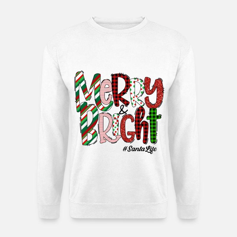 Merry Bright Festive Plaid Pattern - Unisex Pullover - Weiß