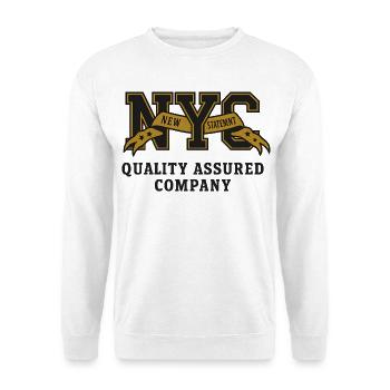 Vintage NYC College Varsity Logo Design - Unisex Pullover - Weiß - Vorne - Alina (178cm) & Michal (187cm)