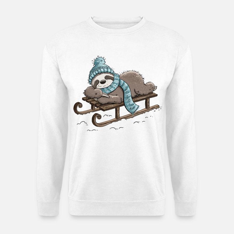 Faultier im Winter Schitten Weihnachten - Unisex Pullover - Weiß