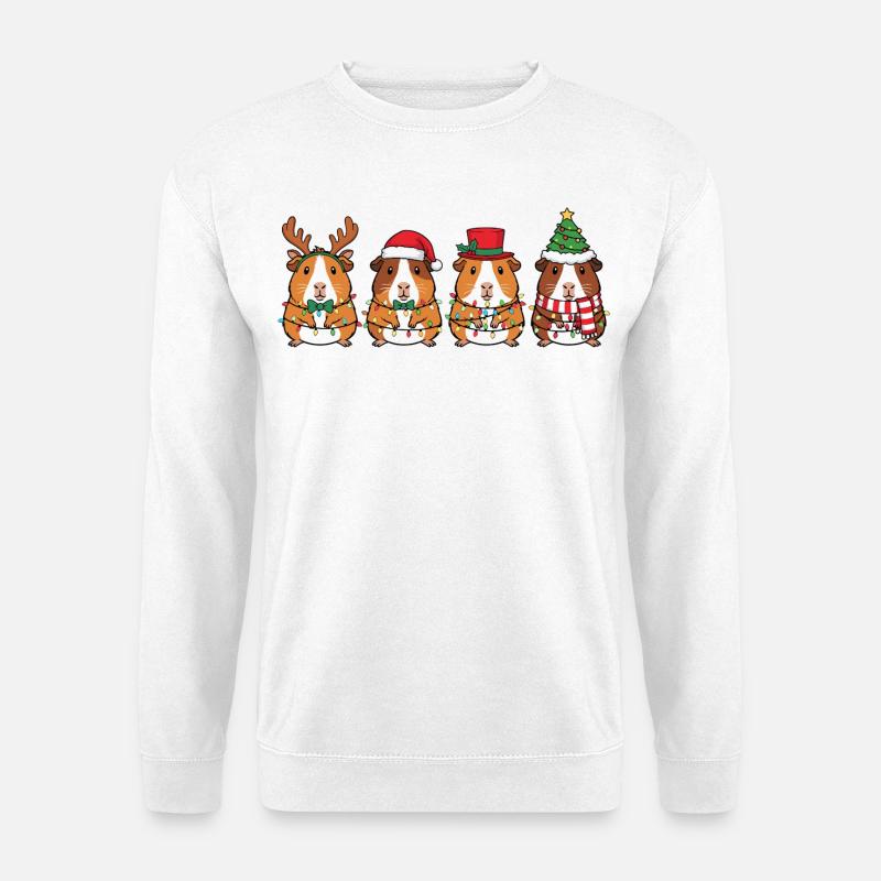  Süß Meerschweinchen Xmas Lichterkette Geschenk - Unisex Pullover - Weiß