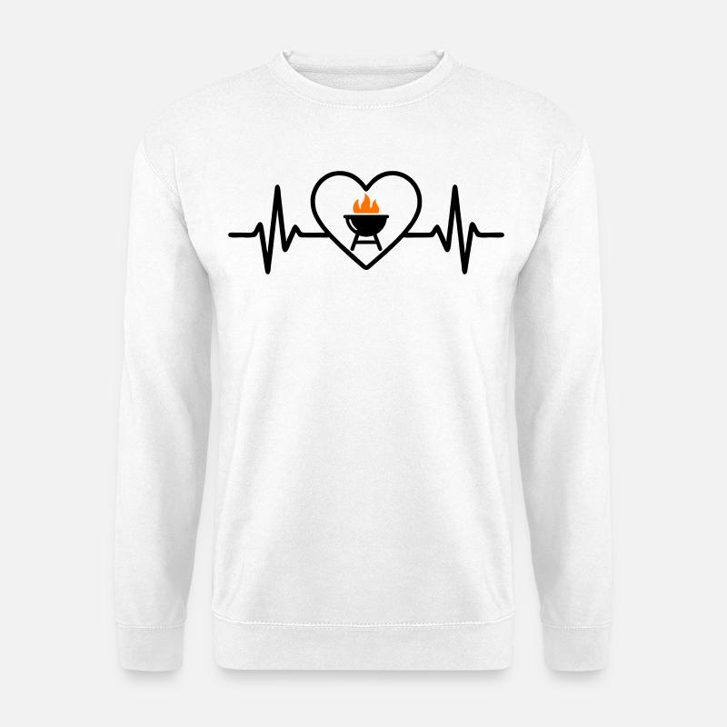 Herz Barbecue – Grillleidenschaft - Unisex Pullover - Weiß