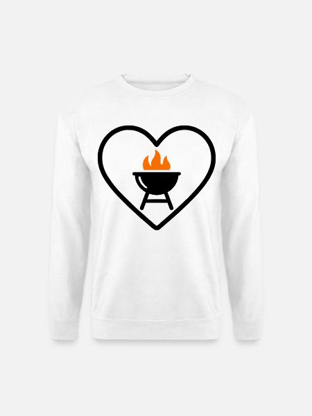 Herz-Barbecue – Design für Grillliebhaber - Unisex Pullover - Weiß