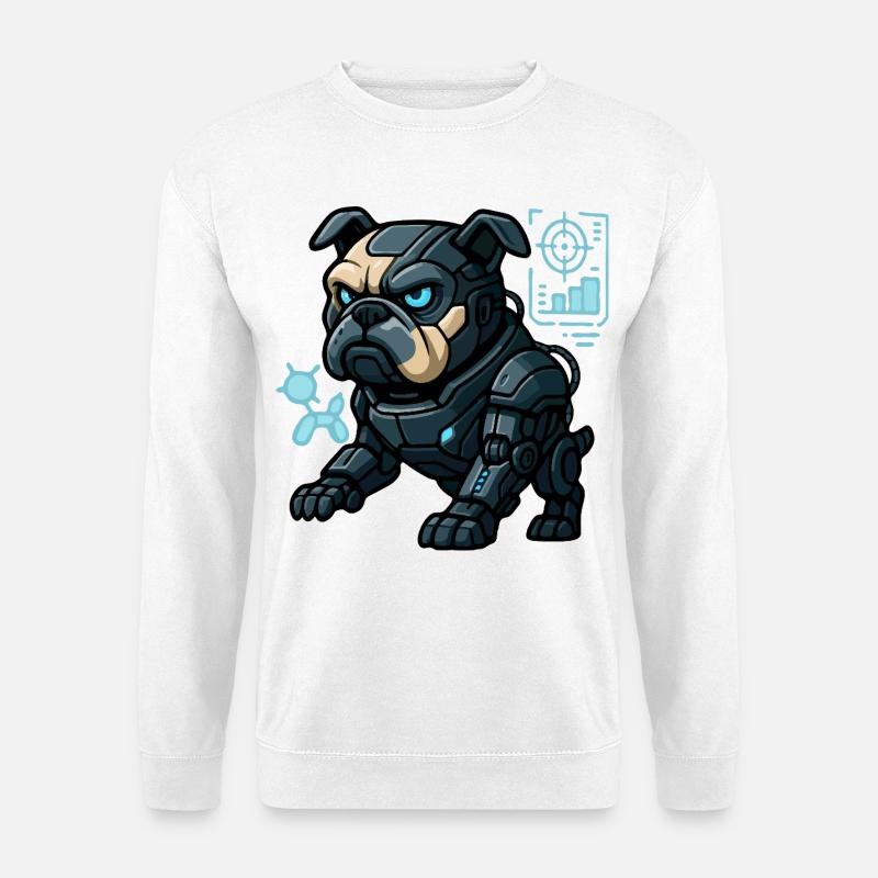 Futuristischer Cyber-Bulldogge in Kampfrüstung - Unisex Pullover - Weiß