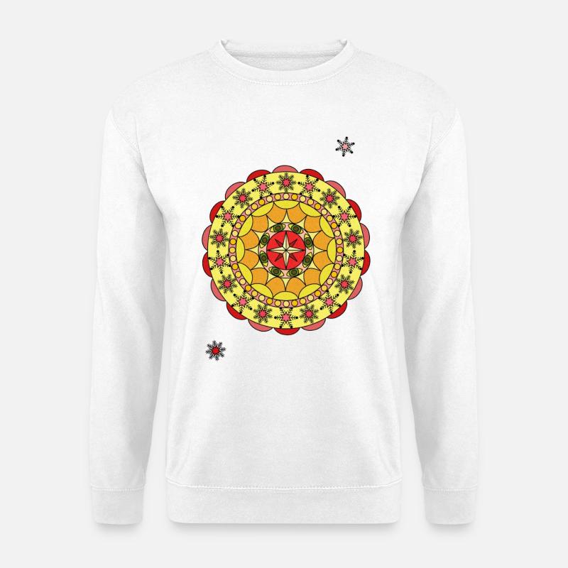 Mandala Sonnenstern Kreisdesign - Unisex Pullover - Weiß
