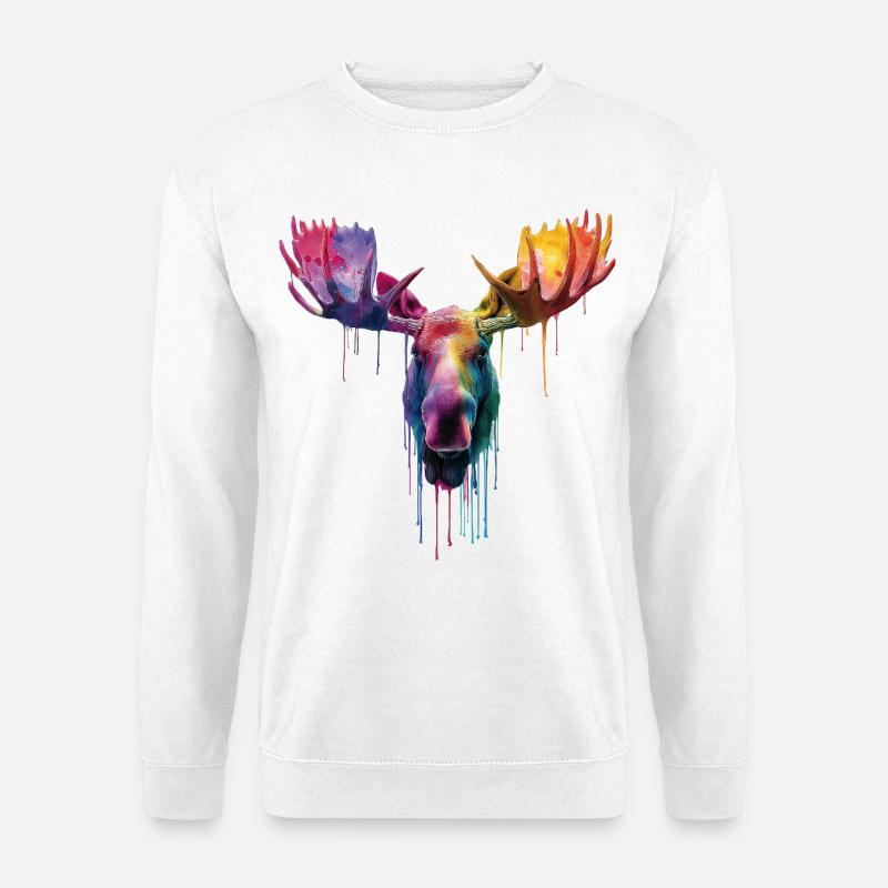 Elch Elchkopf - Unisex Pullover - Weiß