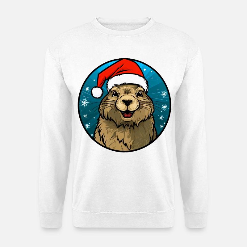 Weihnachtsmann Murmeltier - Unisex Pullover - Weiß