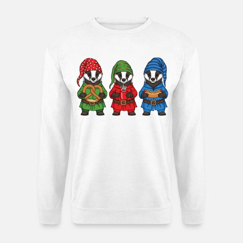 Europäischer Dachs Merry Christmas Cooles Geschenk - Unisex Pullover - Weiß
