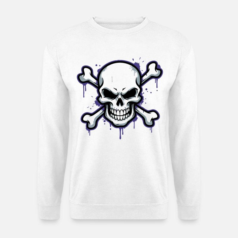 Dark skull with bone - Unisex Sweatshirt - white
