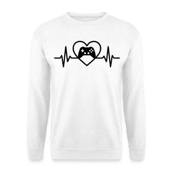 Herz Gaming – Controller Stil Gamer - Unisex Pullover - Weiß - Vorne