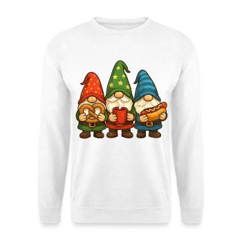 Weihnachtsgnom Trio mit Leckereien - Unisex Pullover - Weiß - Vorne