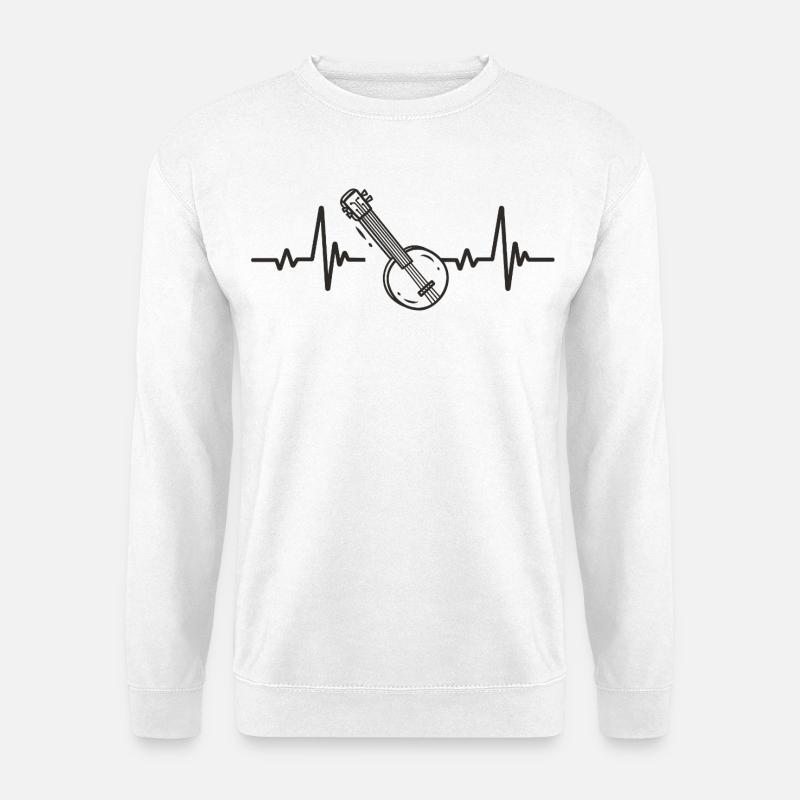 Banjo, Bluegrass, Volksinstrument, Musik, Rhythmus, Herz, - Unisex Pullover - Weiß