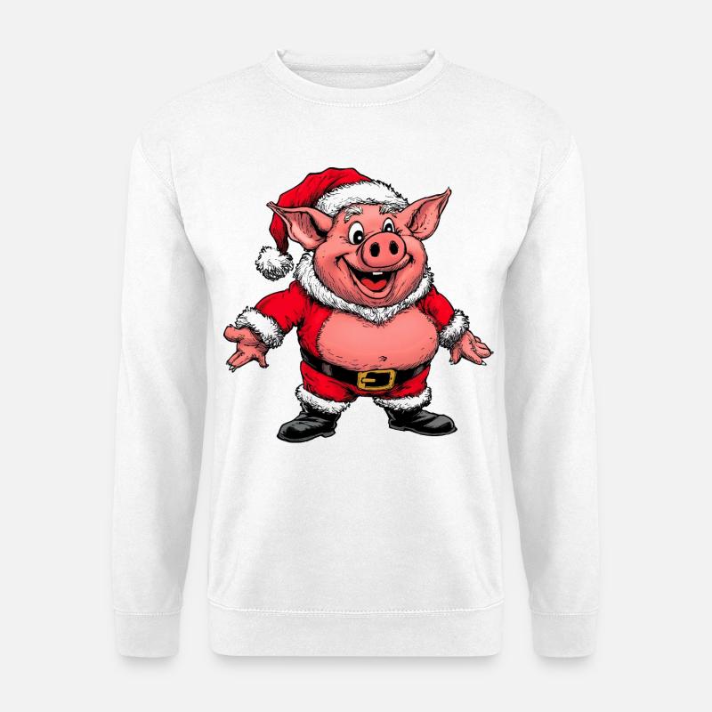 Schweinchen Weihnachtsmann - Unisex Pullover - Weiß