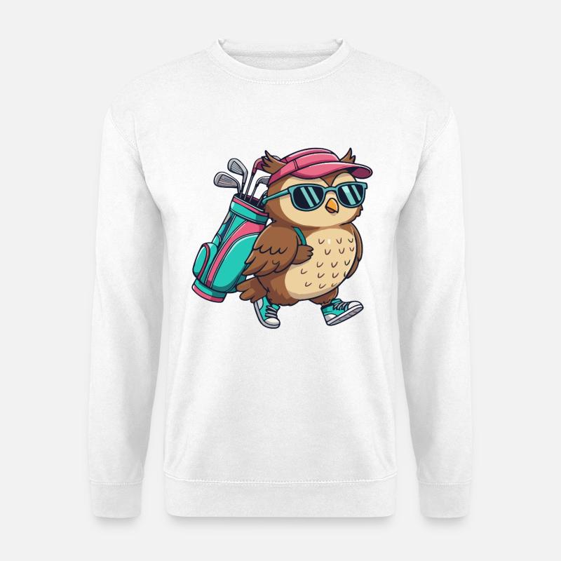Lustiger Eulen-Golfer Cartoon Cooles Golftier - Unisex Pullover - Weiß