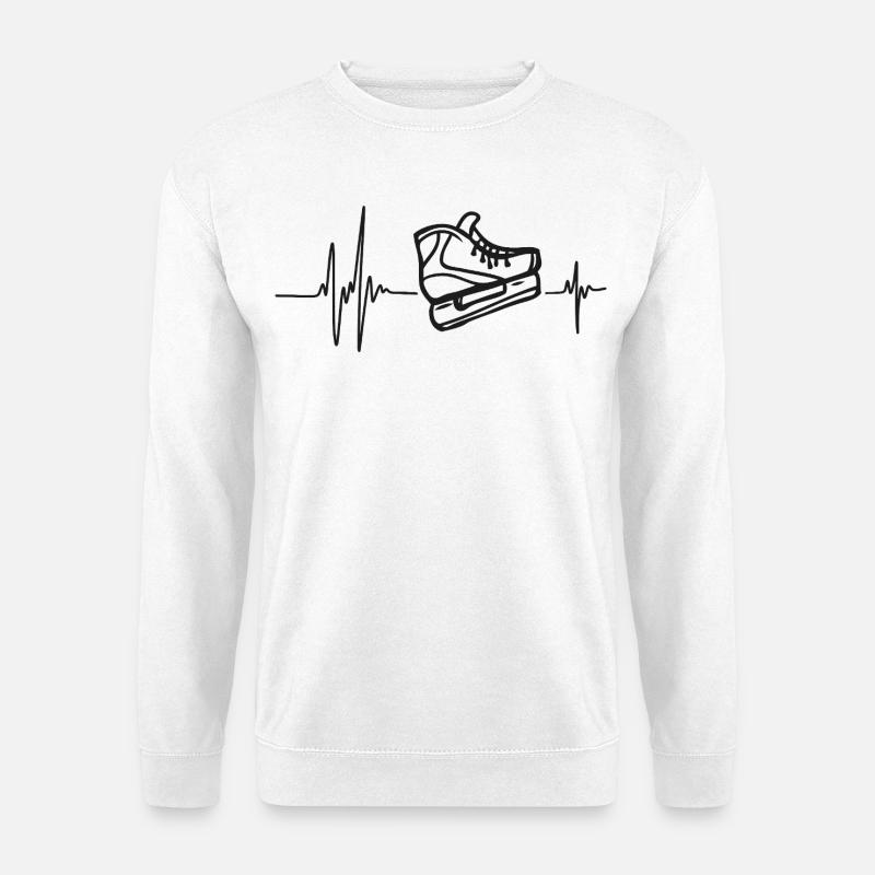 Eisschlittschuhe, Eiskunstlauf, Eishockey, Herzrhythmus - Unisex Pullover - Weiß