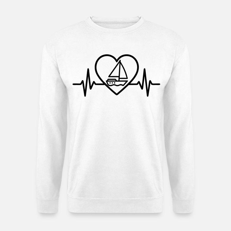 Herz Segeln – Leidenschaft Segelboot - Unisex Pullover - Weiß