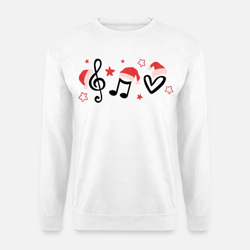 Lustige Musiknoten mit Weihnachtsmützen - Unisex Pullover - Weiß