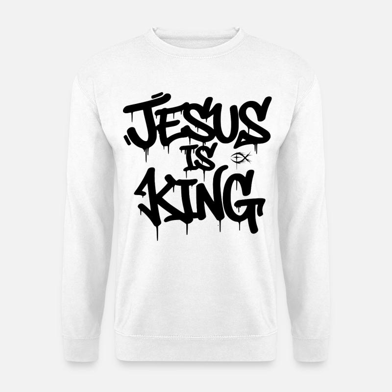 JESUS IS KING-Urban Grafitti Style - Unisex Pullover - Weiß