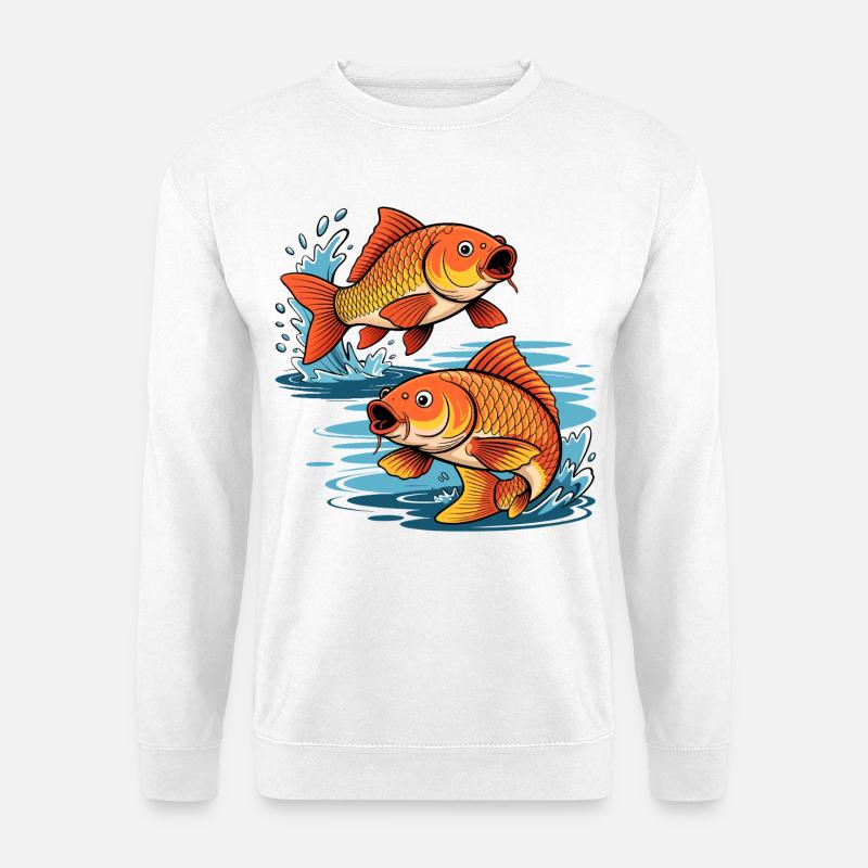 Karpfen – Sportfischer Design mit zwei Karpfen - Unisex Pullover - Weiß