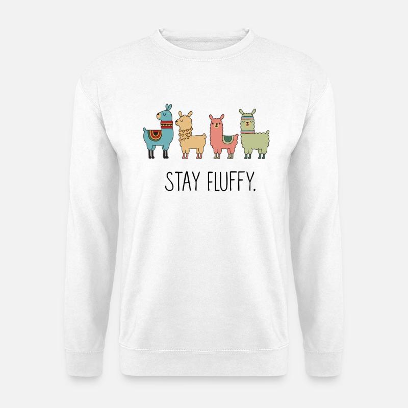 Stay Fluffy – Süßes Alpaka Motiv - Unisex Pullover - Weiß