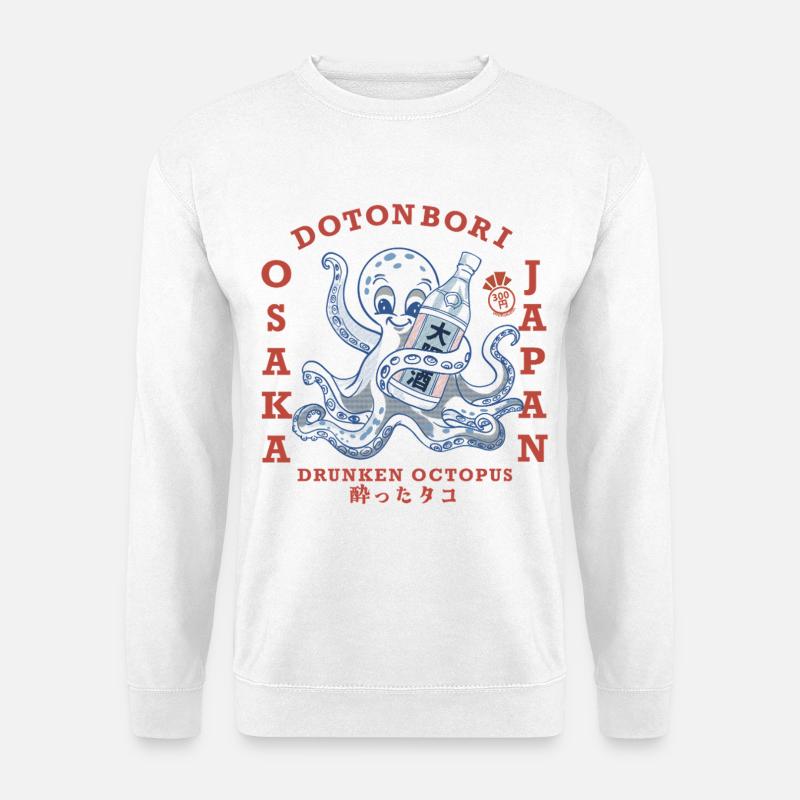 Drunken Octopus with Bottle - Unisex Sweatshirt - white