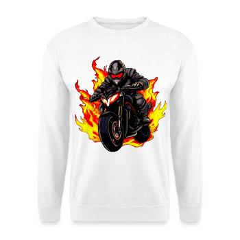 Motorcyclist with flames - Unisex Sweatshirt - white - Front
