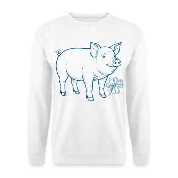 Le cochon avec la chance du trèfle réveillon du Nouvel An - Sweat-shirt Unisexe - blanc - Devant