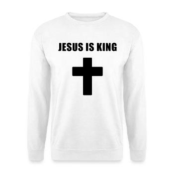Jesus Is King Minimal Cross Design - Unisex Pullover - Weiß - Vorne