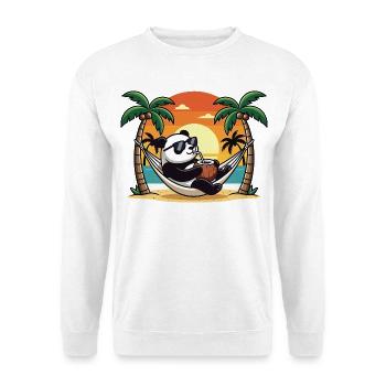 Vacances d’été du panda drôle sur le hamac de la plage - Sweat-shirt Unisexe - blanc - Devant