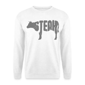 Steak Cow Silhouette Typo - Unisex Sweatshirt - white - Front
