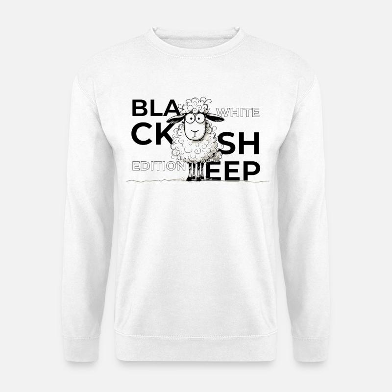 Black Sheep White Edition Typo Trend Schafe Spruch - Unisex Pullover - Weiß