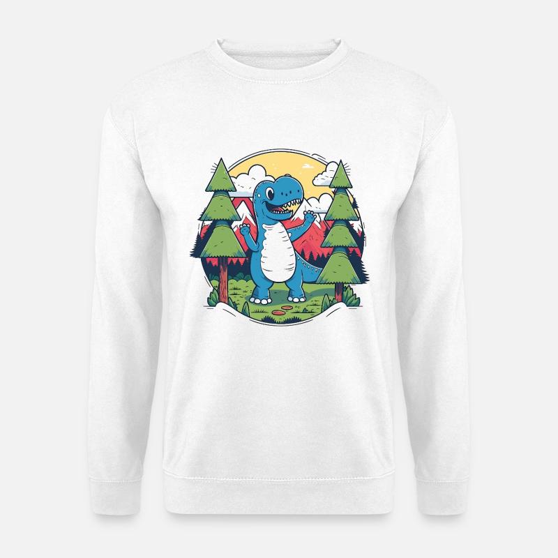 Dino-Abenteuer im Waldgebirge - Unisex Pullover - Weiß