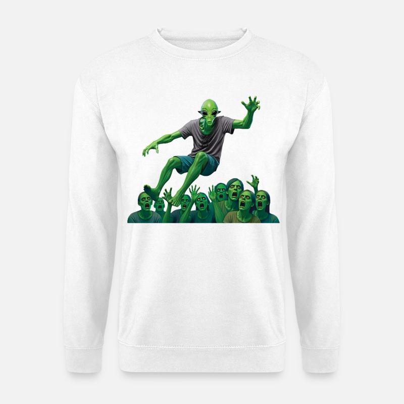 JUMPING ALIEN – Geek & Science-Fiction - Unisex Pullover - Weiß