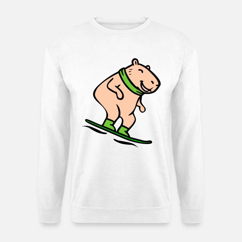 Lustiges Kapibara-Kinderskifahren - Unisex Pullover - Weiß