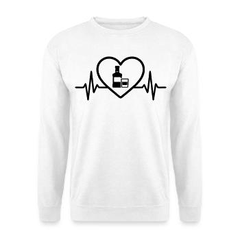 Bouteille et verre de whisky Heart - Sweat-shirt Unisexe - blanc - Devant