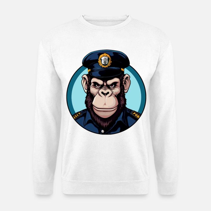 Polizist Affe - Unisex Pullover - Weiß