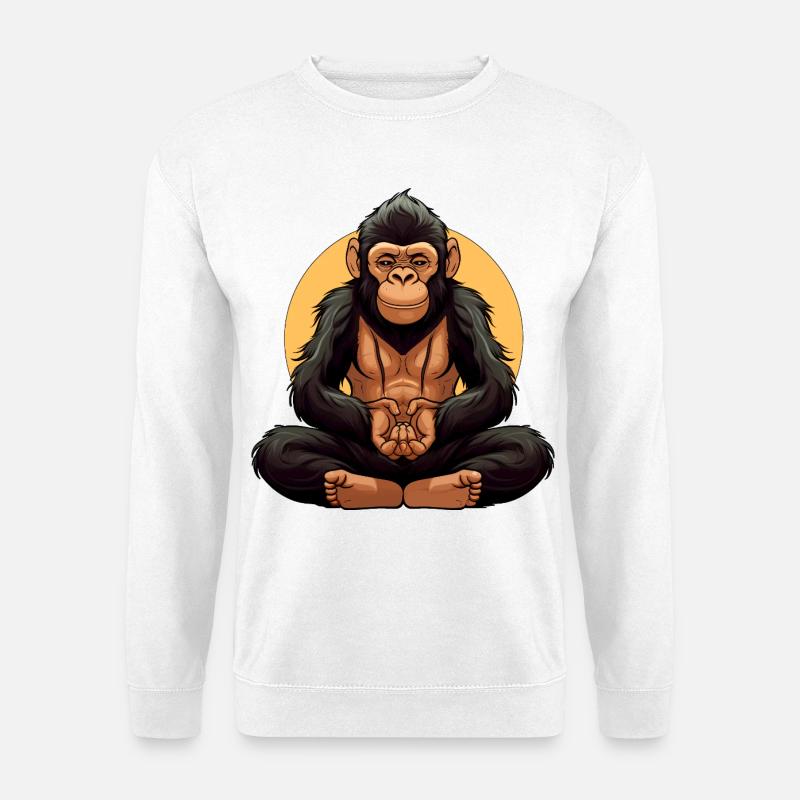 Affe Yogi - Unisex Pullover - Weiß