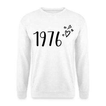 1976 - Unisex Pullover - Weiß - Vorne - Alina (178cm) & Michal (187cm)