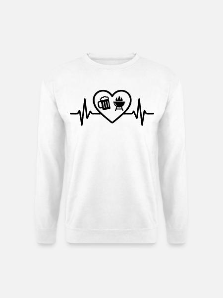 Herz Bier Grillen - Unisex Pullover - Weiß