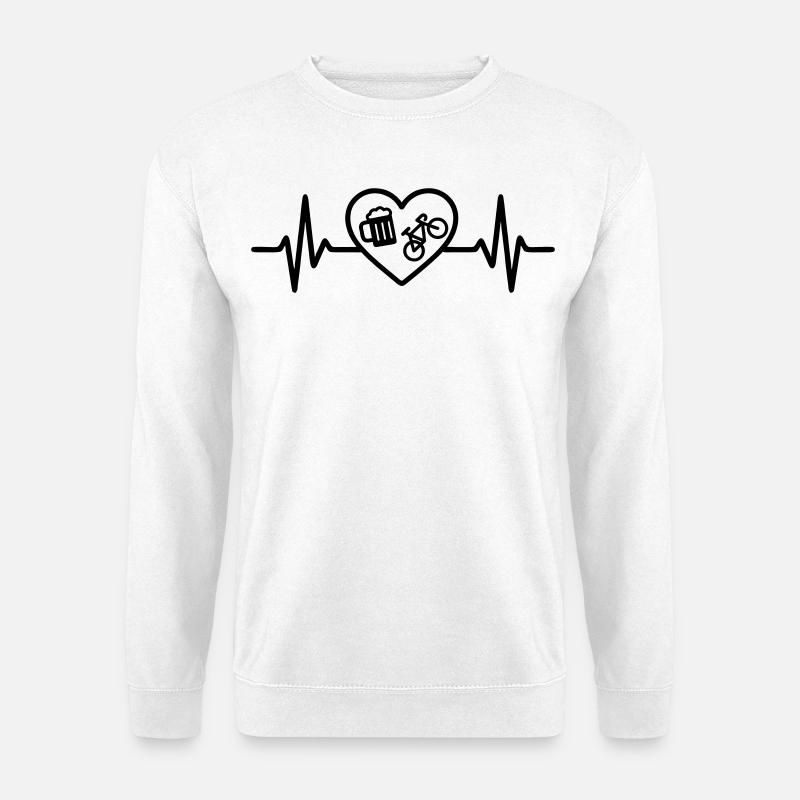 Herz Fahrrad Bier - Unisex Pullover - Weiß