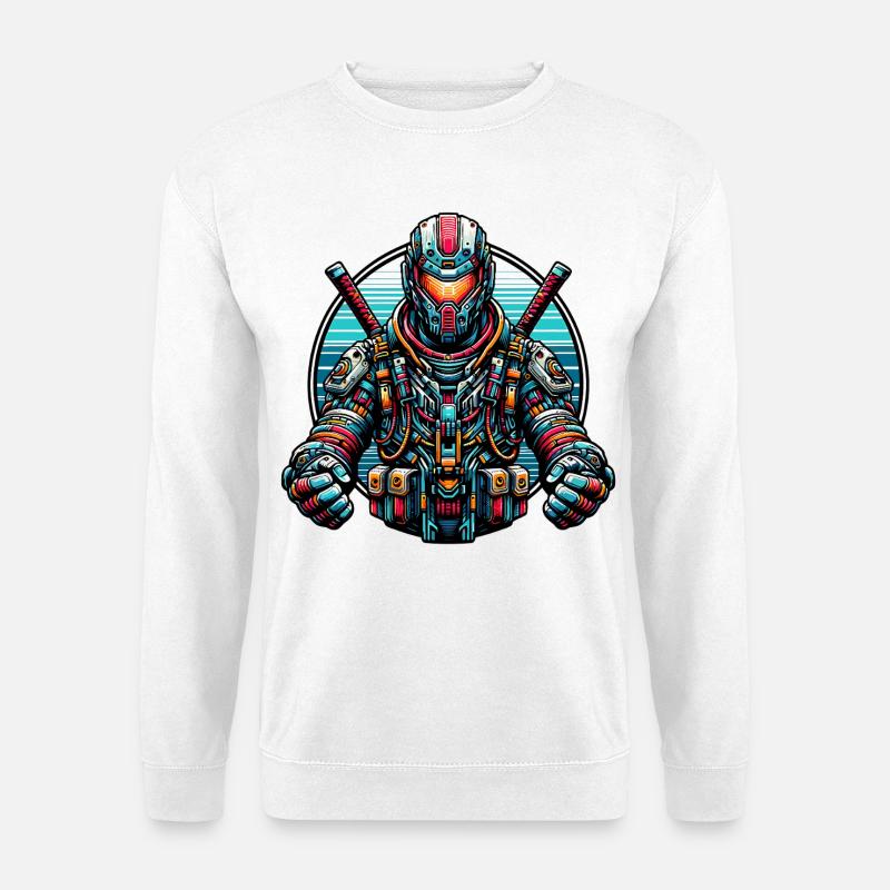 Robot Samurai - Unisex Pullover - Weiß