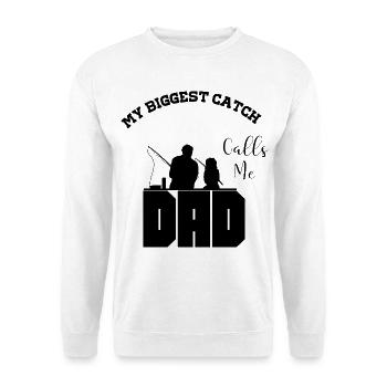 Lustiger Angelpapa, mein größter Fang nennt mich Papa. - Unisex Pullover - Weiß - Vorne