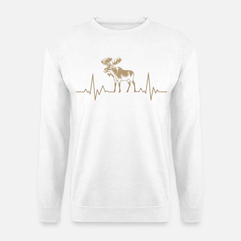 Moose Herzschlag Silhouette - Unisex Pullover - Weiß