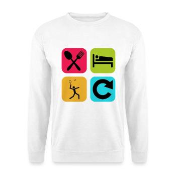 Essen, schlafen, Badminton wiederholen, lustiges Zitat, Sport. - Unisex Pullover - Weiß - Vorne