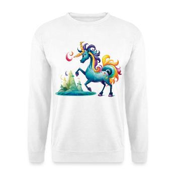 Fabulous unicorn in rainbow land - Unisex Sweatshirt - white - Front