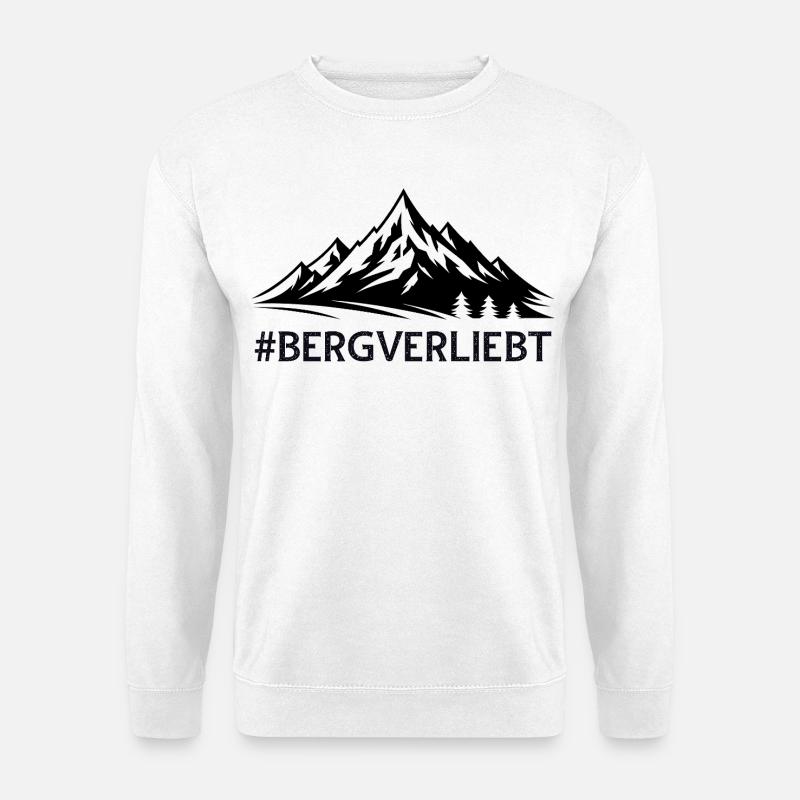 Bergverliebt mit Hashtag Bergige Landschaft Berge - Unisex Pullover - Weiß